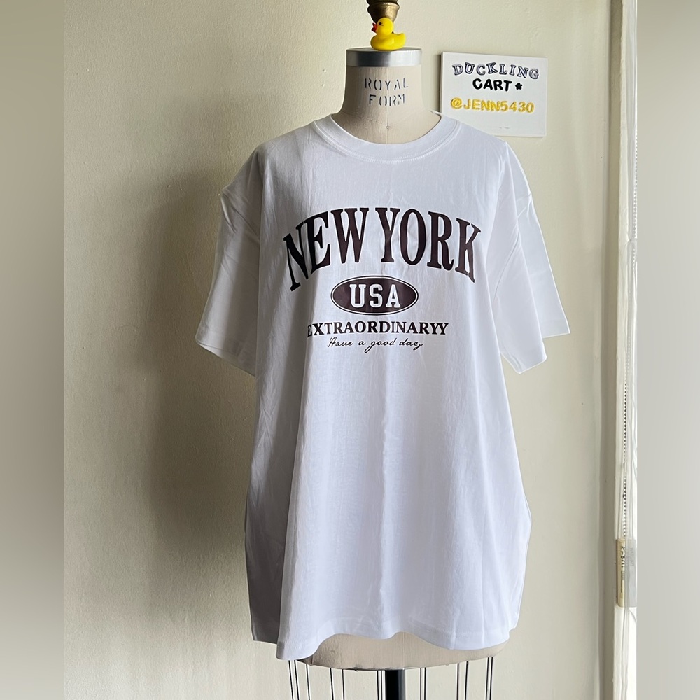NEW WHITE COTTON GRAPHIC T SHIRT SZ-XL